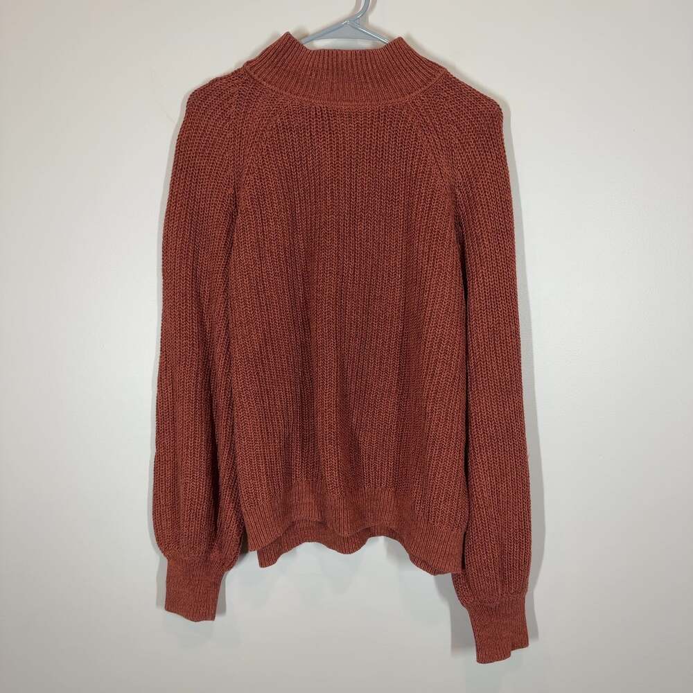 Gap Femme Shaker Sweater Womens Size Large Tall Rust Mock Neck Cotton Chunky